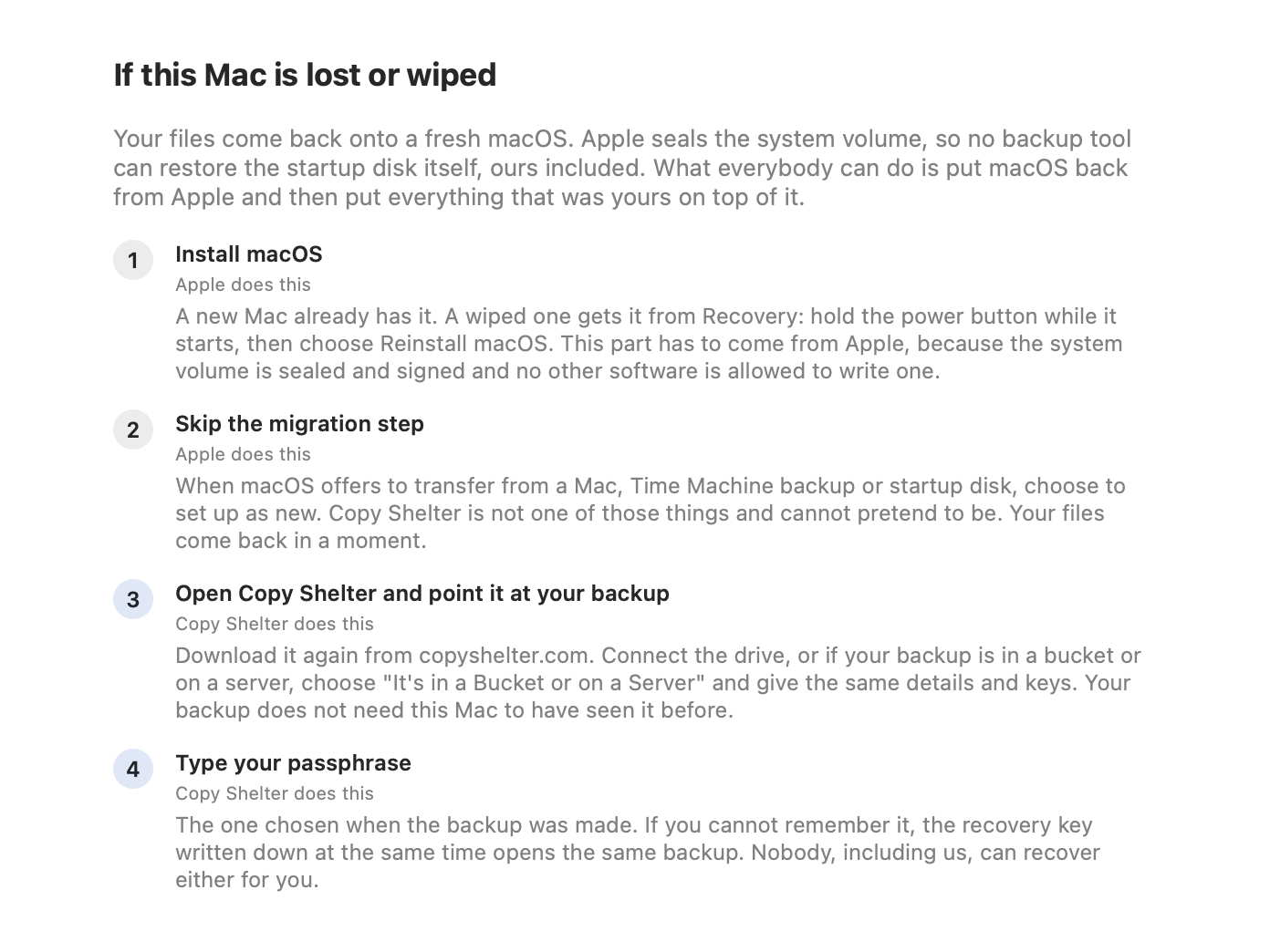 Copy Shelter's guide for a lost or wiped computer.